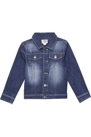 UNDER FOURTEEN ONLY Boys Navy Blue Cotton Denim Jacket