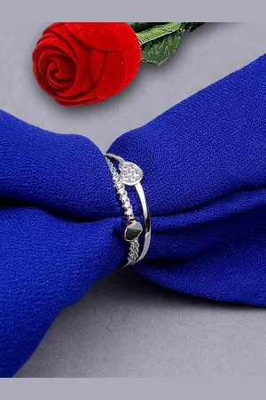 karatcart Silver-Plated AD-Studded Adjustable Finger Ring