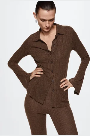 MANGO Women Ribbed Casual Shirt