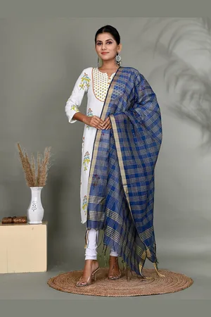 Kesarya Checked Organza Dupatta with Zari