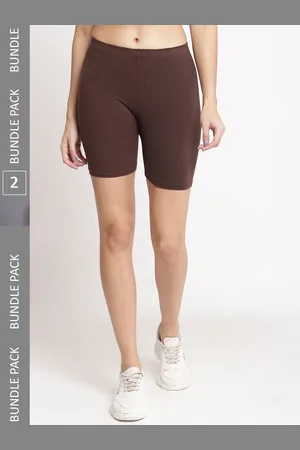 Jinfo Women Pack of 2 Mid Rise Cotton Cycling Sports Shorts