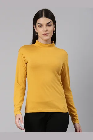 Huetrap Women High Neck Cotton T-shirt