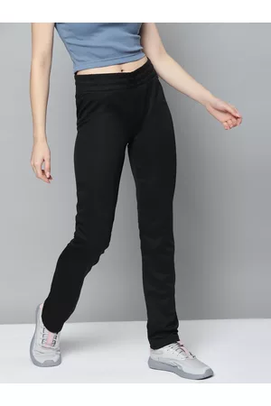 Reebok Women Black Self Design Slim Fit Training Essentials Vector Trackpant