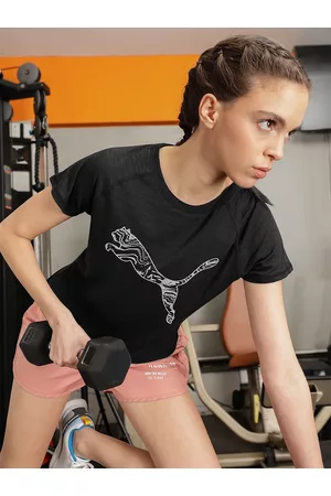 PUMA Women Black Brand Logo Printed T-shirt