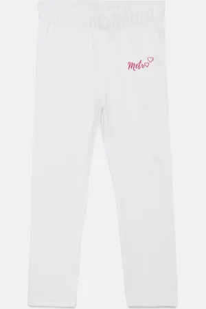 METRO KIDS COMPANY Girls White Solid Ankle Length Leggings
