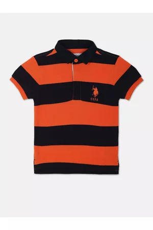 Ralph Lauren Boys Striped Polo Collar Pure Cotton T-shirt