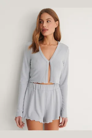 NA-KD Women Grey Textured Crop Top