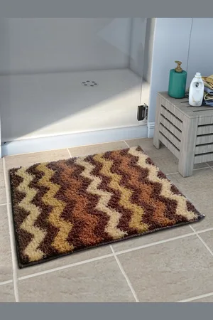 Athom Trendz Brown Printed Anti-Skid Bath Rug