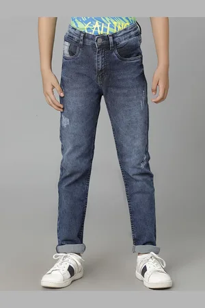 UNDER FOURTEEN ONLY Boys Low Distress Mid-Rise Heavy Fade Cotton Jeans