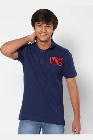 TeenTrums Boys Polo Collar Indigo Cotton T-shirt