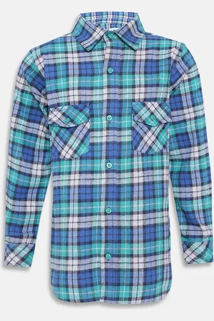 Oxolloxo Boys Blue & White Regular Fit Checked Formal Shirt