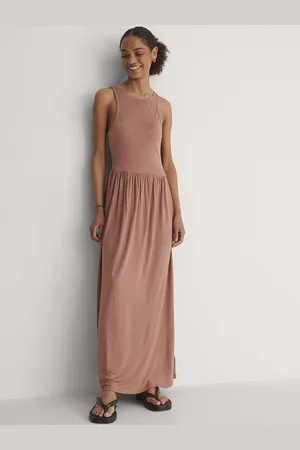 NA-KD Dusty Pink Solid Knitted Maxi Dress
