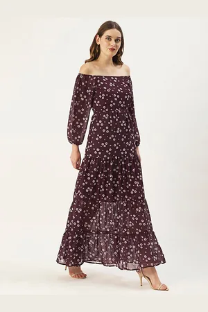 DressBerry Floral Off-Shoulder Georgette Maxi Dress