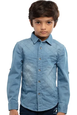 UNDER FOURTEEN ONLY Boys Blue Faded Casual Shirt