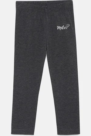 METRO KIDS COMPANY Girls Black Melange Solid Ankle Length Leggings