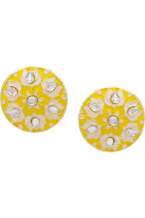 Asmitta Jewellery Yellow & White Gold-Plated Lotus Design Studs Earrings