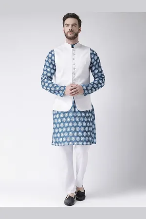 Hangup Men Ethnic Motifs Printed Pure Cotton Kurta & Churidar With Jacket