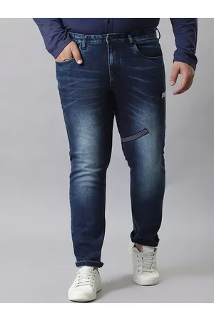 Instafab Plus Size Men Jean Relaxed Fit Light Fade Cotton Stretchable Jeans