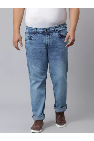 Instafab Men Plus Size Blue Jean Relaxed Fit Heavy Fade Cotton Jeans