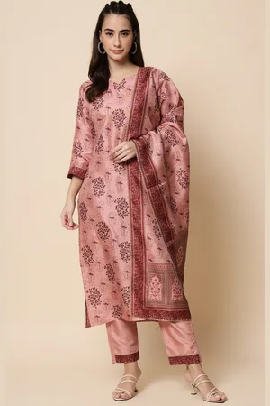 heemara Women Copper-Toned Floral Printed Kurta with Trousers & Dupatta