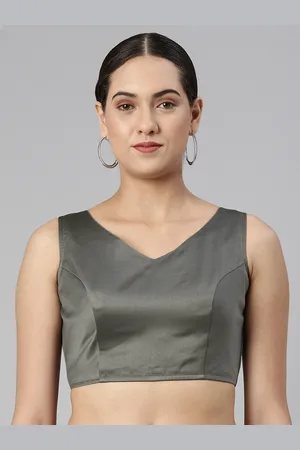 flaher Women Solid Satin Padded Saree Blouse