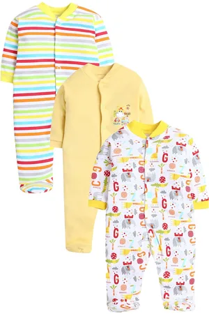 EIO Infants Pack Of 3 Printed Pure Cotton Rompers