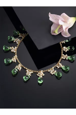 DUGRISTYLE Pearls & Natural Stones Studded Necklace