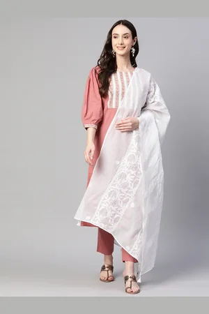 akheri Floral Embroidered Chikankari Dupatta