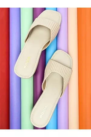 Rocia Beige Striped Wedge Heels