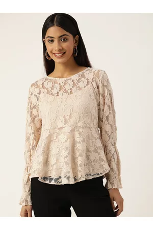 Antheaa Woman Floral Laced Peplum Top