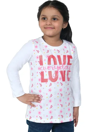 3 PIN Girls Floral Printed Cotton T-shirt