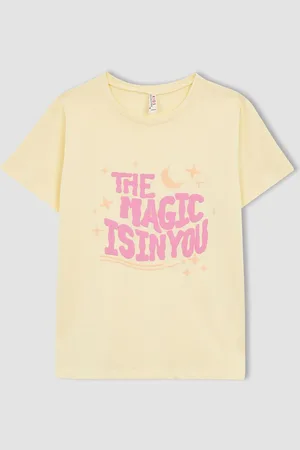 DeFacto Girls Typography Printed Pure Cotton T-Shirt