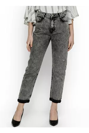 KOTTY Women Grey Boyfriend Fit High-Rise Clean Look Jeans
