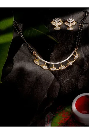 Saraf RS Jewellery Women Gold-Plated AD Studded Mangalsutra Pendant & Earrings Set