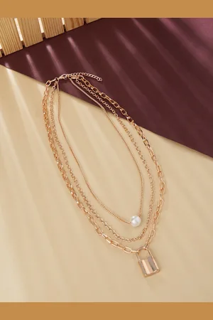 Ami Rose Rose Gold-Plated 3 Layered Necklace