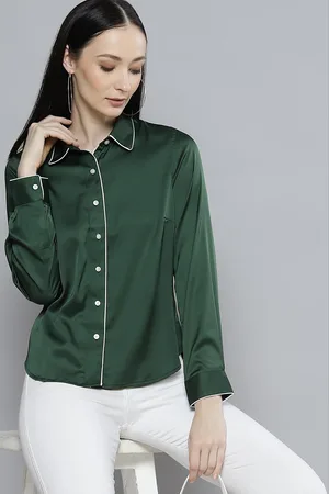 DENNISON Women Green Solid Smart Casual Shirt