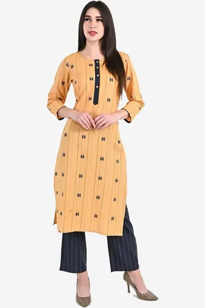 BE INDI Women Self Design Round Neck Kurta with Trousers