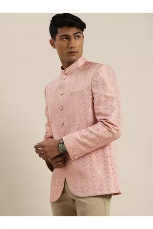 Vastramay Men Self-Design Slim-Fit Bandhgala Blazer