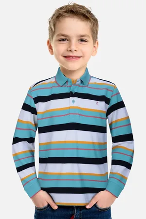Gini and Jony Boys Striped Polo Collar Pure Cotton T-shirt
