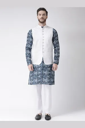 Hangup Men Ethnic Motifs Printed Pure Cotton Kurta with Pyjamas & Nehru jacket