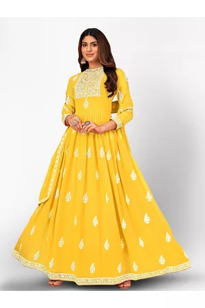 Divine International Trading Co Yellow & White Embroidered Unstitched Dress Material