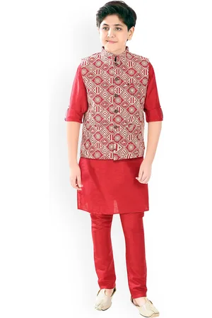 CAVIO Boys Maroon Kurta with Pyjamas