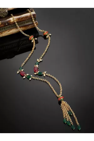DUGRISTYLE Pearls & Natural Stones Studded Layered Necklace