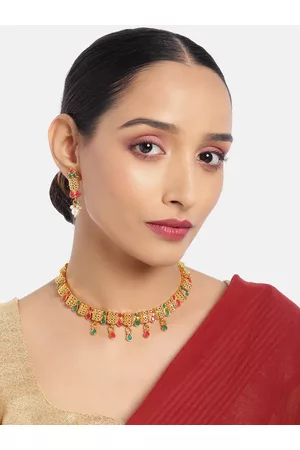 Asmitta Jewellery 18 K Gold toned Choker Necklace Set