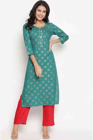 BE INDI Women Ethnic Motifs Printed Straight Kurta with Trousers