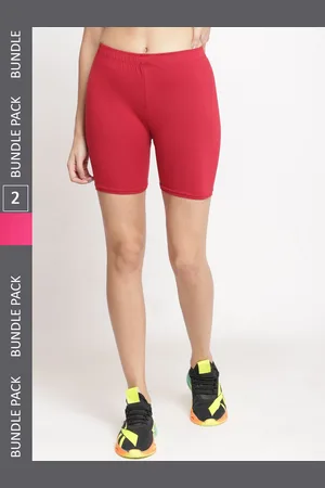 Jinfo Women Pack Of 2 Cotton Skinny Fit Cycling Sports Shorts