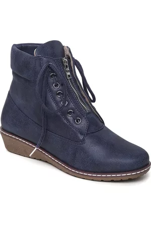 VALIOSAA Women Round-Toe Mid-Top Wedges Heel Boots