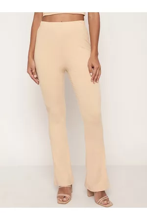 Sugathari Women Relaxed Straight Leg Skinny Fit High-Rise Wrinkle Free Trousers