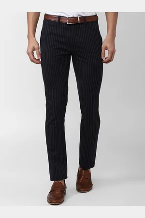 V Dot Men Striped Slim Fit Trousers