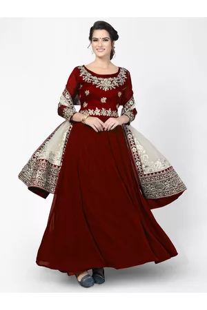 Divine International Trading Co Red & White Embroidered Unstitched Dress Material